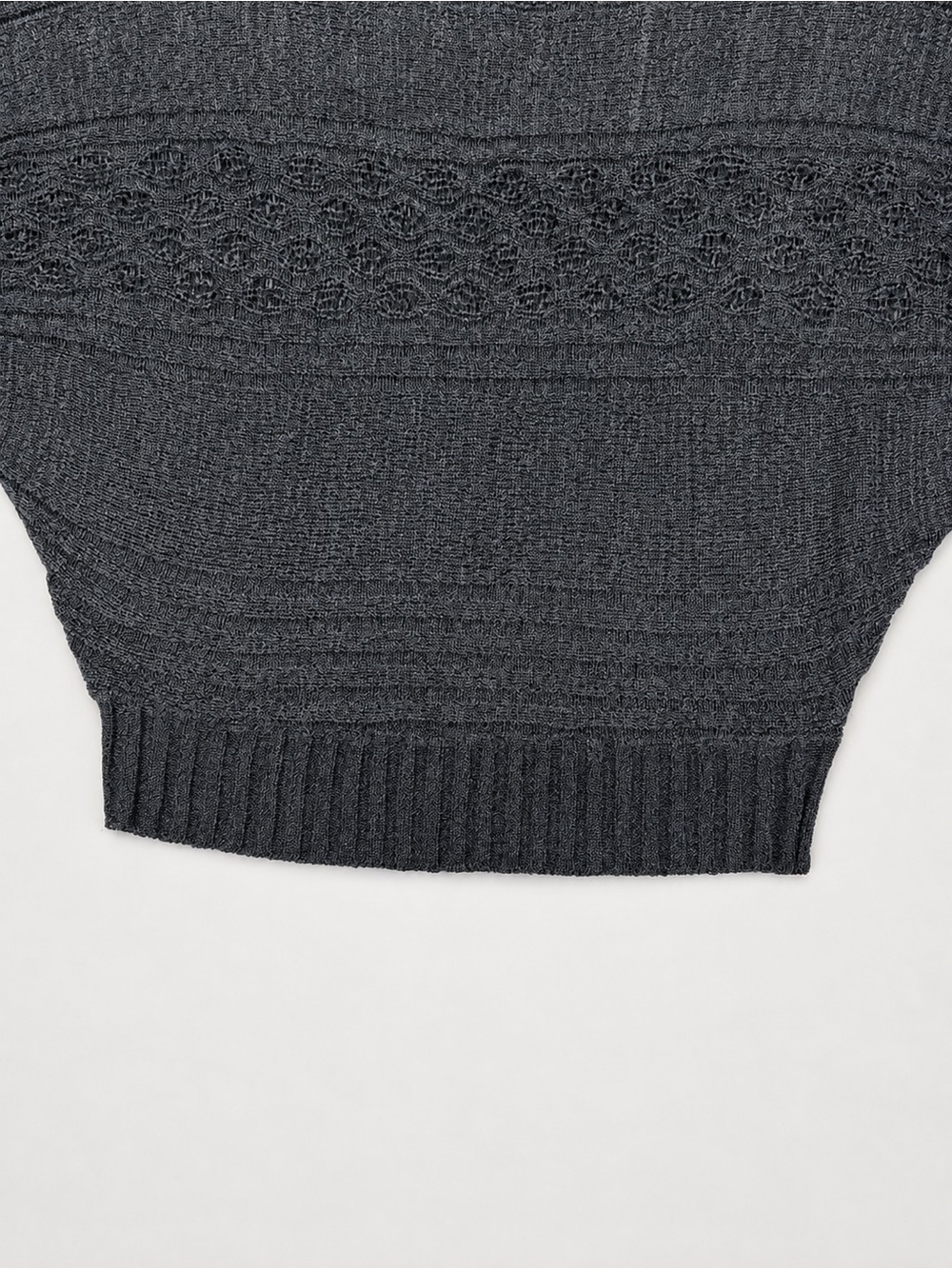 Umgee USA Women’s Size L Charcoal Gray Open Knit Batwing Sweater Top - Picture 4 of 9